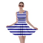 Horizontal Stripes - White and Dark Blue Skater Dress