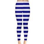 Horizontal Stripes - White and Dark Blue Women s Leggings