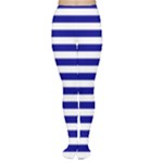 Horizontal Stripes - White and Dark Blue Women s Tights