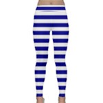 Horizontal Stripes - White and Dark Blue Yoga Leggings