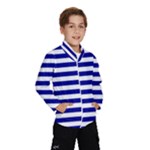 Horizontal Stripes - White and Dark Blue Wind Breaker (Kids)