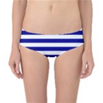 Horizontal Stripes - White and Dark Blue Classic Bikini Bottoms