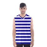 Horizontal Stripes - White and Dark Blue Men s Basketball Tank Top