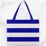 Horizontal Stripes - White and Dark Blue Mini Tote Bag