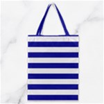 Horizontal Stripes - White and Dark Blue Classic Tote Bag
