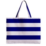 Horizontal Stripes - White and Dark Blue Zipper Mini Tote Bag