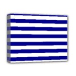 Horizontal Stripes - White and Dark Blue Deluxe Canvas 14  x 11  (Stretched)