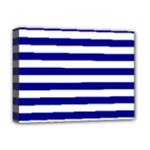 Horizontal Stripes - White and Dark Blue Deluxe Canvas 16  x 12  (Stretched)