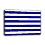 Horizontal Stripes - White and Dark Blue Deluxe Canvas 18  x 12  (Stretched)