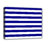 Horizontal Stripes - White and Dark Blue Deluxe Canvas 20  x 16  (Stretched)