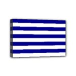 Horizontal Stripes - White and Dark Blue Mini Canvas 6  x 4  (Stretched)