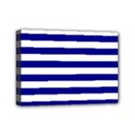 Horizontal Stripes - White and Dark Blue Mini Canvas 7  x 5  (Stretched)