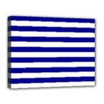 Horizontal Stripes - White and Dark Blue Canvas 14  x 11  (Stretched)
