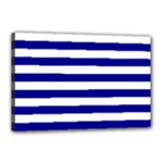 Horizontal Stripes - White and Dark Blue Canvas 18  x 12  (Stretched)