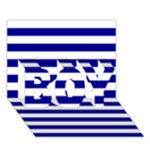 Horizontal Stripes - White and Dark Blue BOY 3D Greeting Card (7x5)
