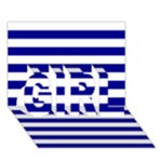 Horizontal Stripes - White and Dark Blue GIRL 3D Greeting Card (7x5)
