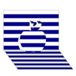 Horizontal Stripes - White and Dark Blue Apple 3D Greeting Card (7x5)