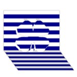 Horizontal Stripes - White and Dark Blue Clover 3D Greeting Card (7x5)