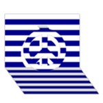Horizontal Stripes - White and Dark Blue Peace Sign 3D Greeting Card (7x5)