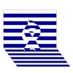 Horizontal Stripes - White and Dark Blue Ribbon 3D Greeting Card (7x5)