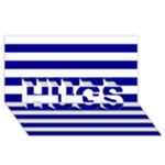 Horizontal Stripes - White and Dark Blue HUGS 3D Greeting Card (8x4)