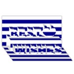 Horizontal Stripes - White and Dark Blue Best Wish 3D Greeting Card (8x4)