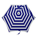 Horizontal Stripes - White and Dark Blue Mini Umbrella