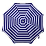 Horizontal Stripes - White and Dark Blue Hook Handle Umbrella (Small)