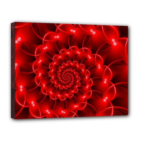 Glossy Red Spiral Fractal Canvas 14  x 11  (Stretched) from ArtsNow.com