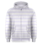 Horizontal Stripes - White and Pastel Violet Men s Zipper Hoodie