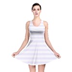 Horizontal Stripes - White and Pastel Violet Reversible Skater Dress