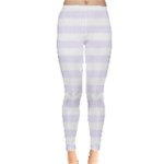 Horizontal Stripes - White and Pastel Violet Women s Leggings