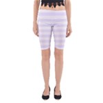 Horizontal Stripes - White and Pastel Violet Yoga Cropped Leggings