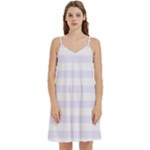 Horizontal Stripes - White and Pastel Violet Women s Reversible Sports Bra with Border