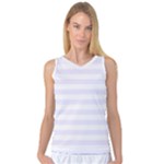 Horizontal Stripes - White and Pastel Violet Women s Basketball Tank Top