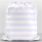 Horizontal Stripes - White and Pastel Violet Drawstring Bag (Large)