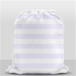 Horizontal Stripes - White and Pastel Violet Drawstring Bag (Small)