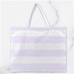 Horizontal Stripes - White and Pastel Violet Zipper Large Tote Bag