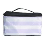 Horizontal Stripes - White and Pastel Violet Cosmetic Storage Case