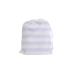 Horizontal Stripes - White and Pastel Violet Drawstring Pouch (S)