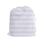 Horizontal Stripes - White and Pastel Violet Drawstring Pouch (XL)