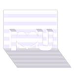Horizontal Stripes - White and Pastel Violet I Love You 3D Greeting Card (7x5)