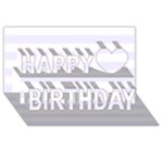 Horizontal Stripes - White and Pastel Violet Happy Birthday 3D Greeting Card (8x4)