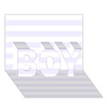 Horizontal Stripes - White and Pastel Violet BOY 3D Greeting Card (7x5)