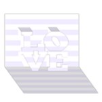 Horizontal Stripes - White and Pastel Violet LOVE 3D Greeting Card (7x5)