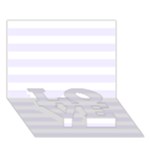 Horizontal Stripes - White and Pastel Violet LOVE Bottom 3D Greeting Card (7x5)