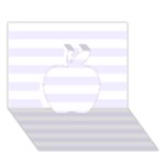 Horizontal Stripes - White and Pastel Violet Apple 3D Greeting Card (7x5)