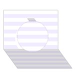 Horizontal Stripes - White and Pastel Violet Circle 3D Greeting Card (7x5)