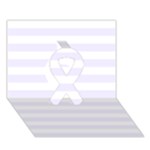Horizontal Stripes - White and Pastel Violet Ribbon 3D Greeting Card (7x5)