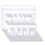 Horizontal Stripes - White and Pastel Violet TAKE CARE 3D Greeting Card (7x5)